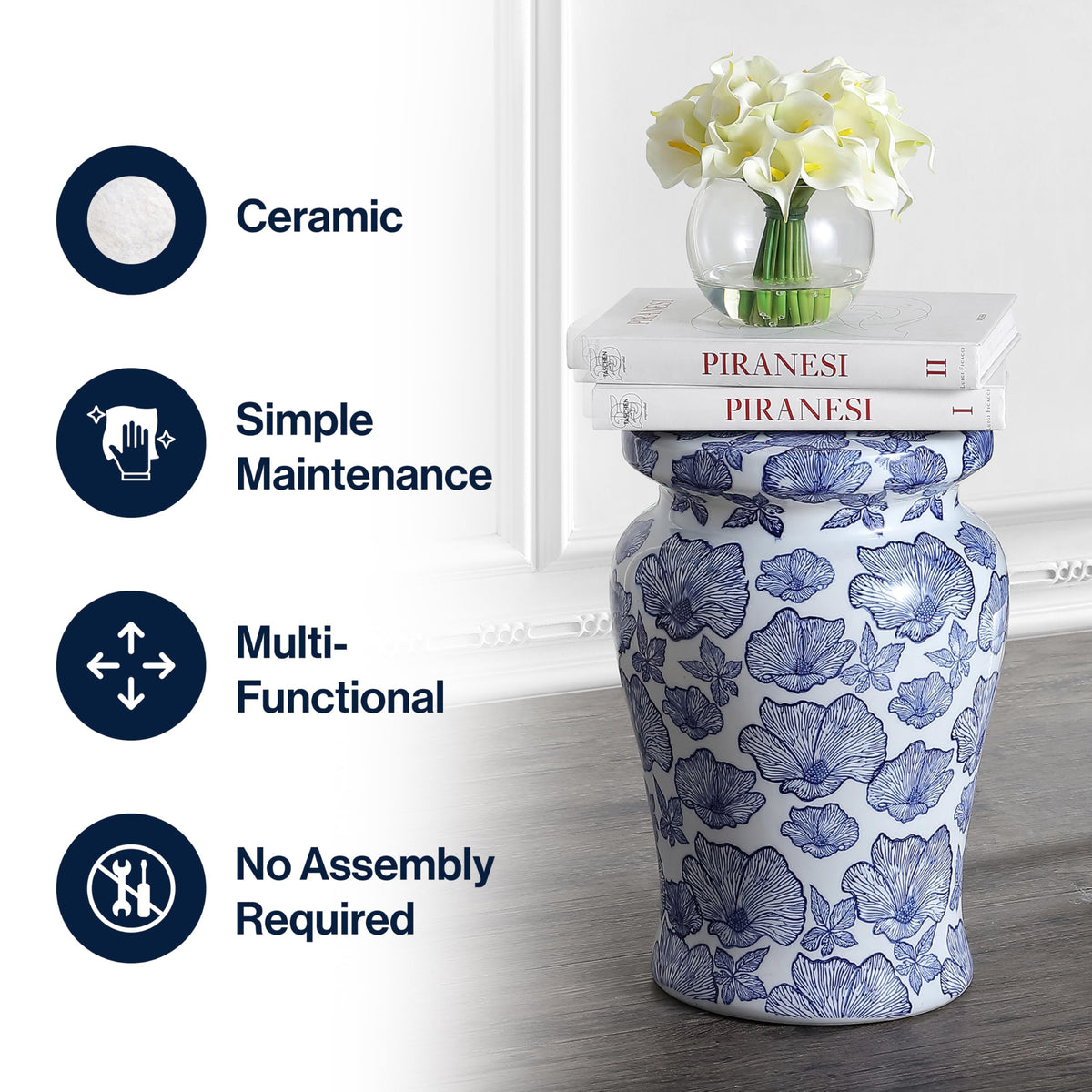 Ceramic Drum Garden Stool Side Table P28402