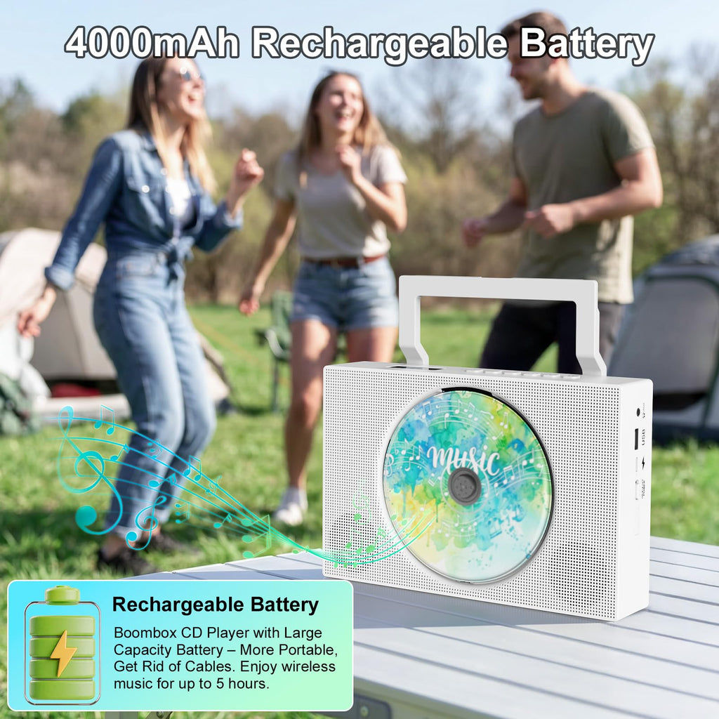 Portable CD Player with Bluetooth & Speakers E8473