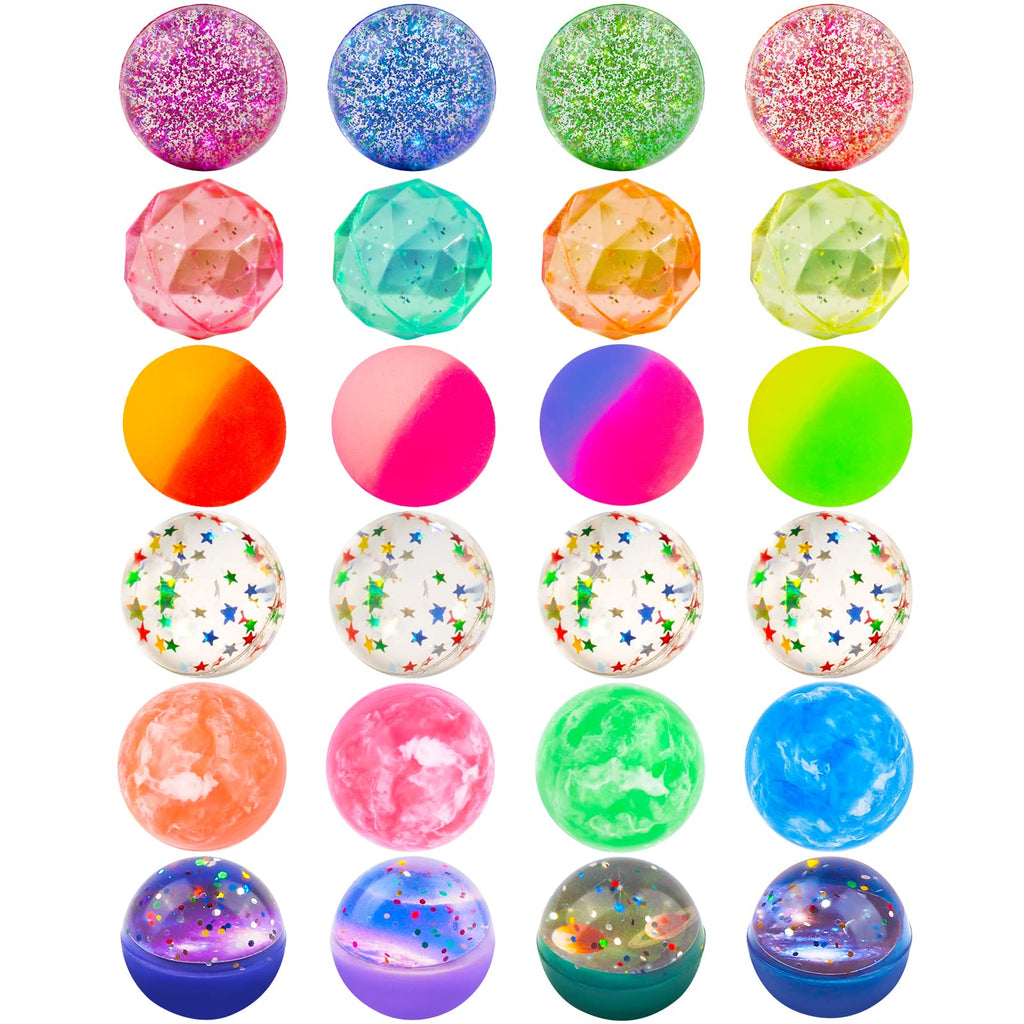 24 Pieces Bouncy Balls 32mm 6 Styles F448