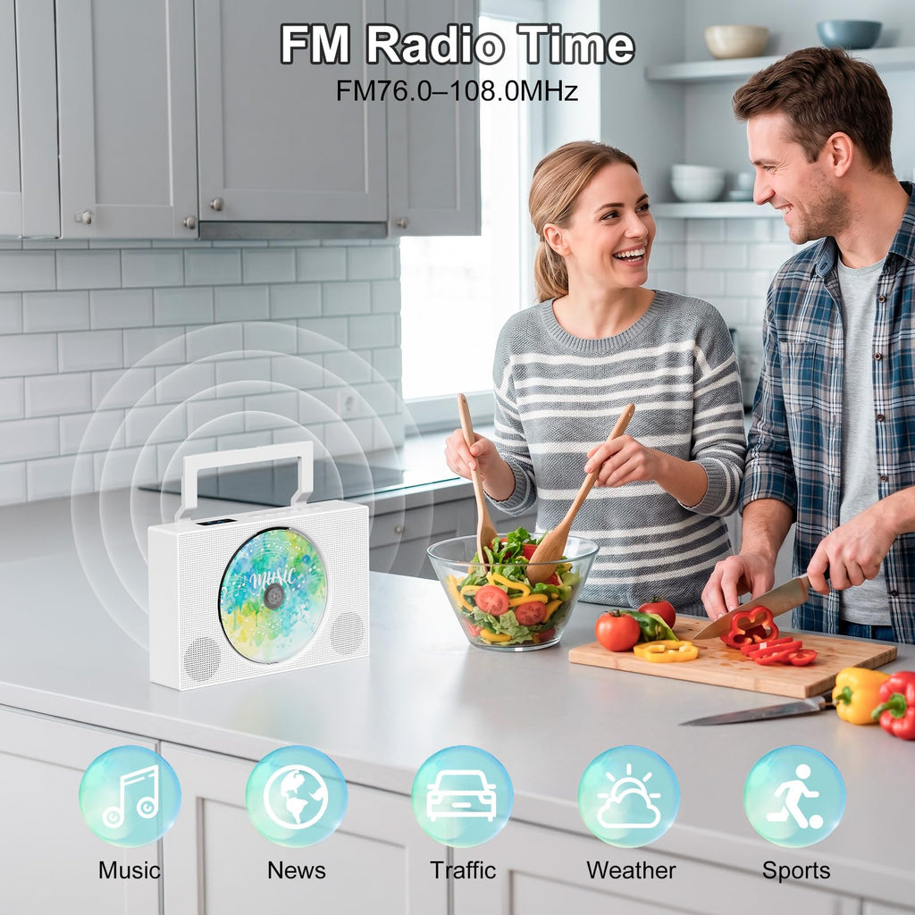 Portable CD Player with Bluetooth & Speakers E8473