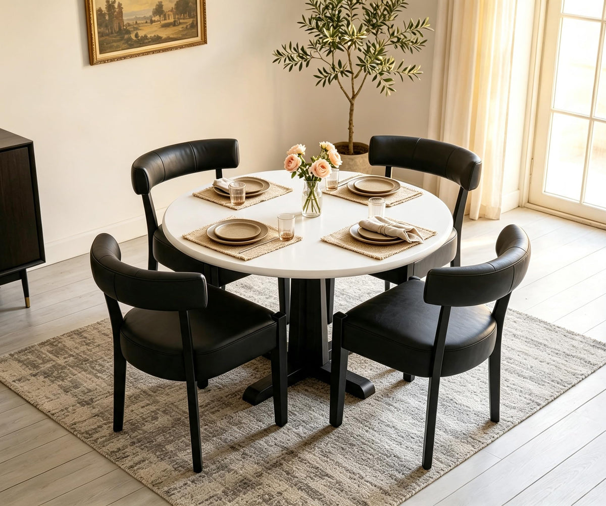 Black Faux Leather Dining Chairs Set of 4 Y95607