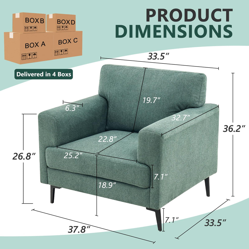 Oversized Linen Accent Chair 2PC C913