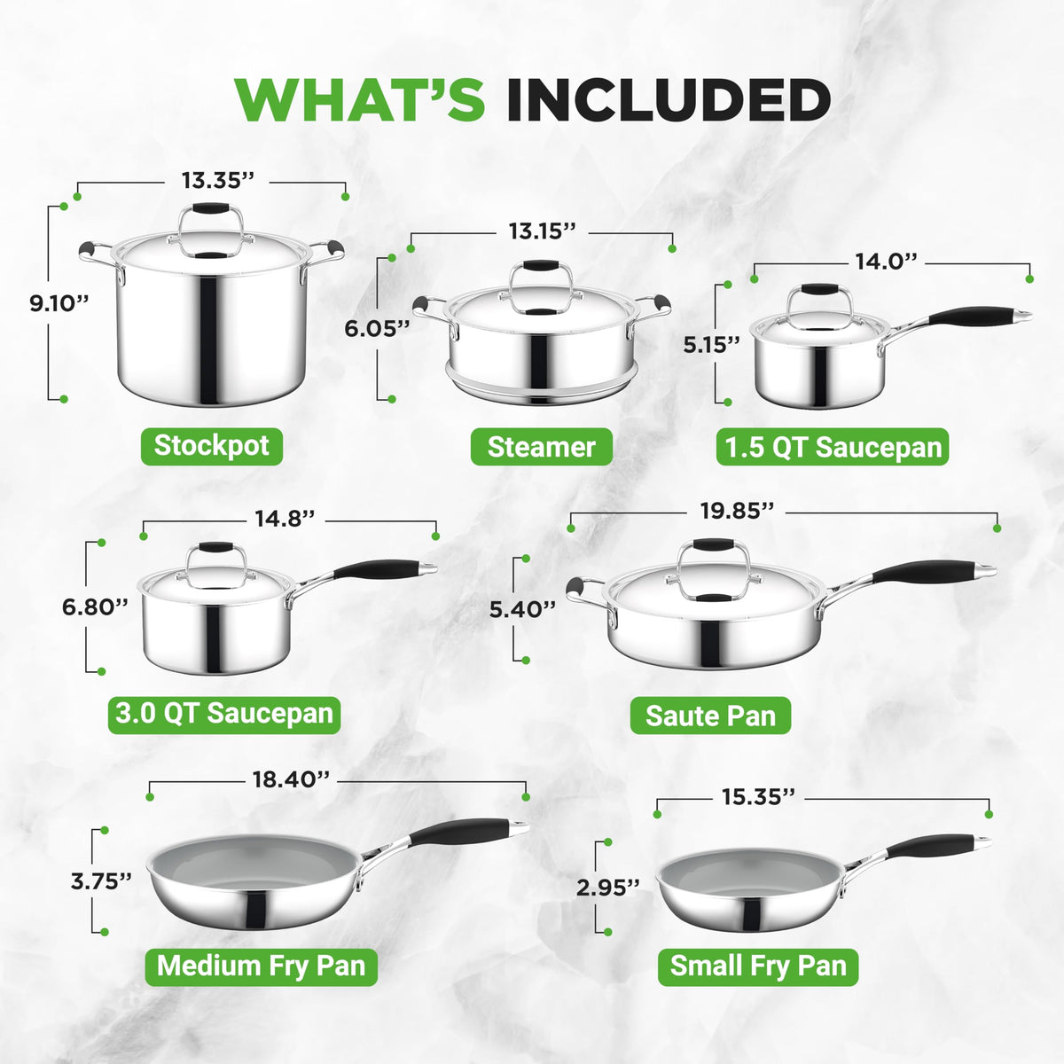 12-Piece Stainless Steel Non-Stick Cookware Set B76552