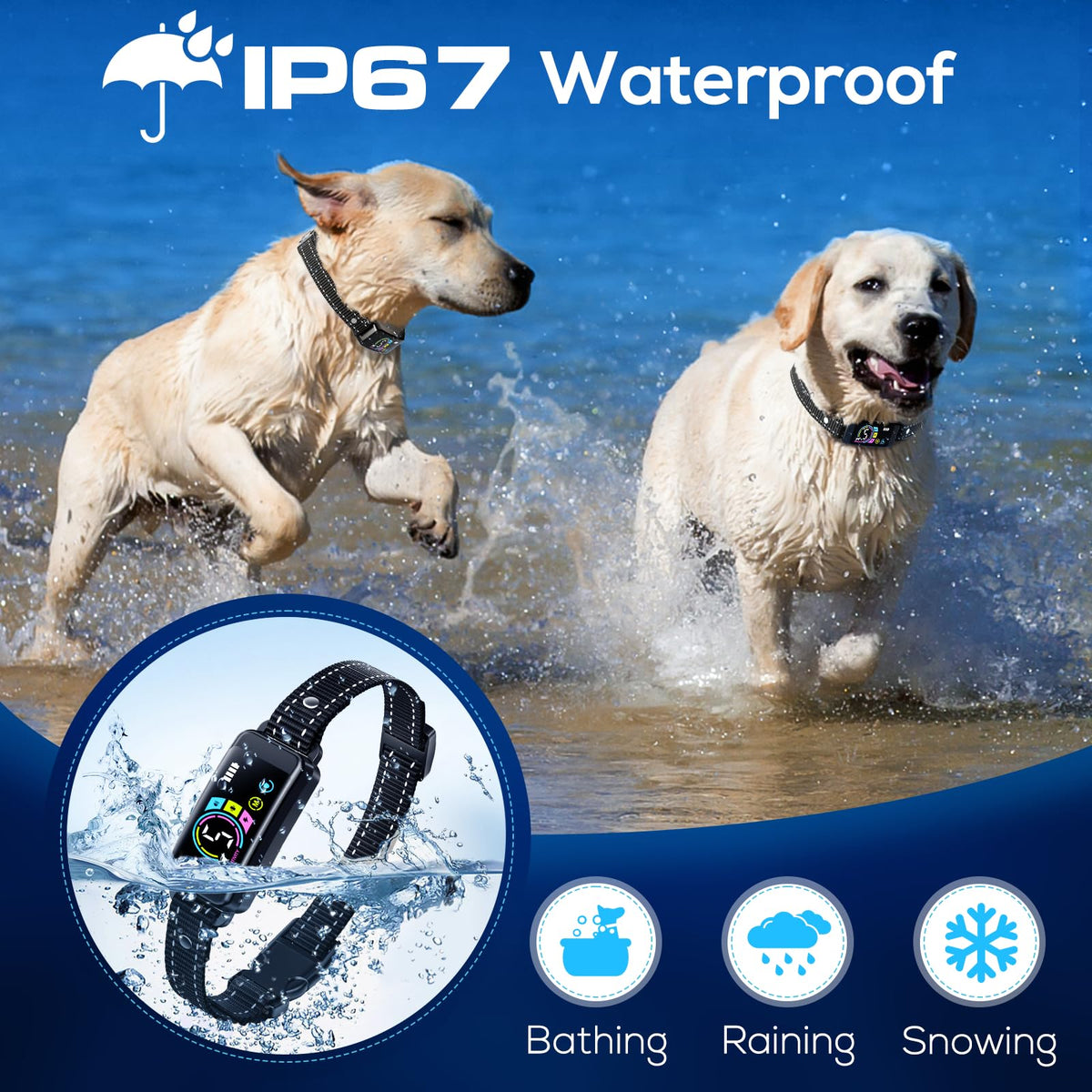 2 Pack Adjustable Bark Collar with Beep Vibration Shock D54191