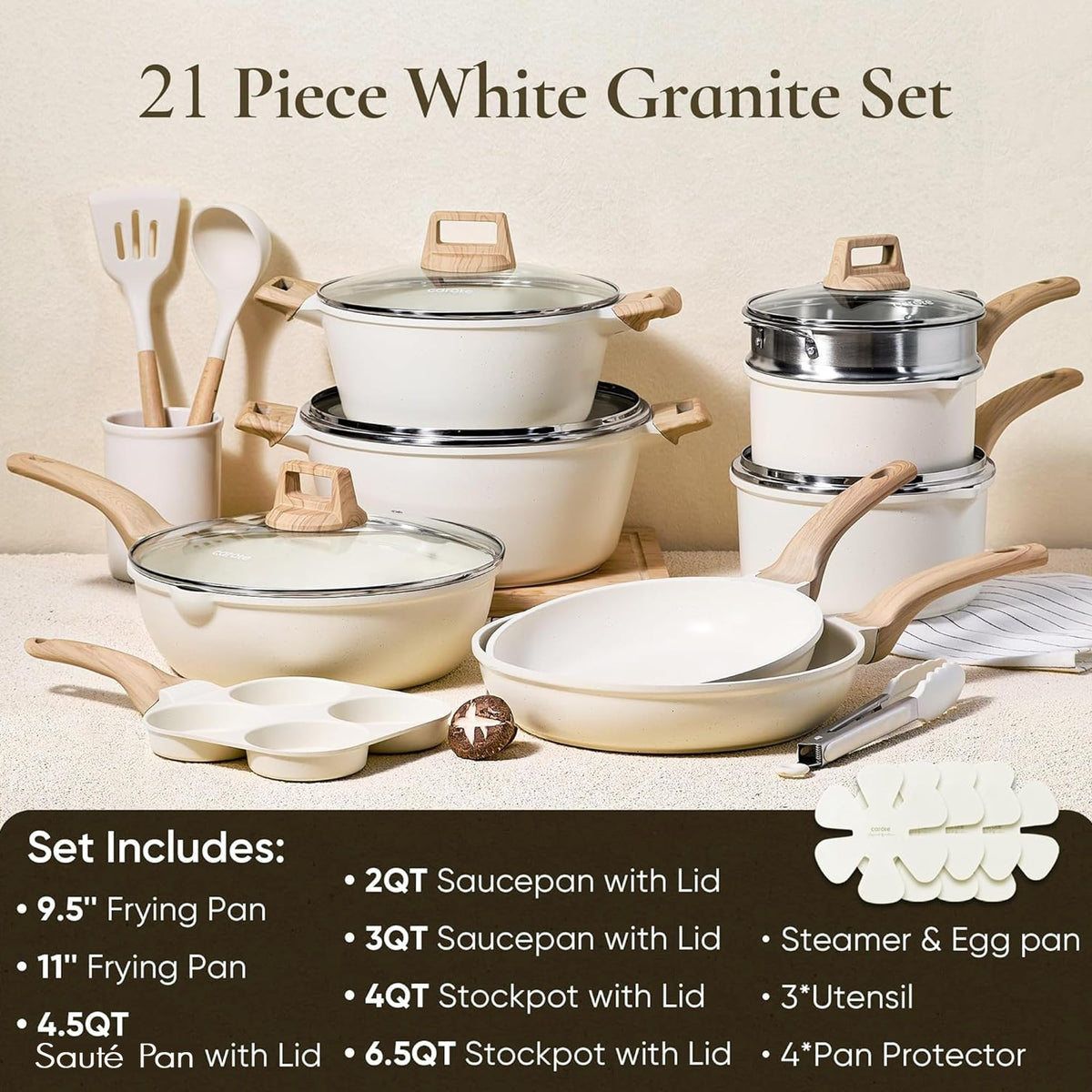 21 Pc Nonstick Cookware Set with Egg Pan N7765