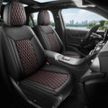 Black and Red Thick Nappa Leather Car Seat Covers Set of 2 N128069