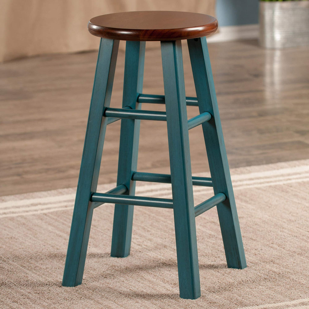Rustic Teal Walnut Stool F1244