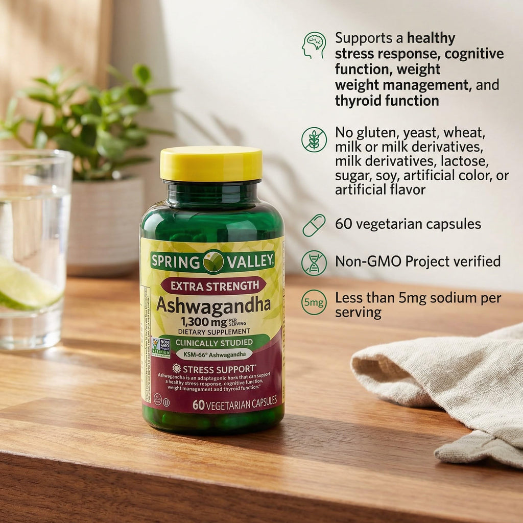 Ashwagandha 1300 mg 60 Vegetarian Capsules P77200