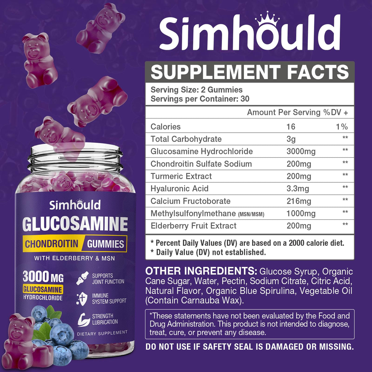 Glucosamine Chondroitin Gummies with MSM & Elderberry V3745