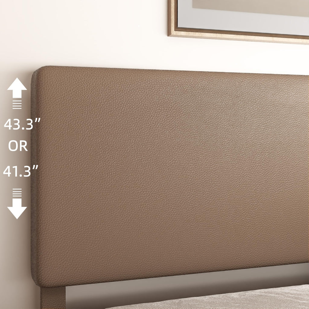 Minimalist Leather Bed Frame with Adjustable Headboard H93898