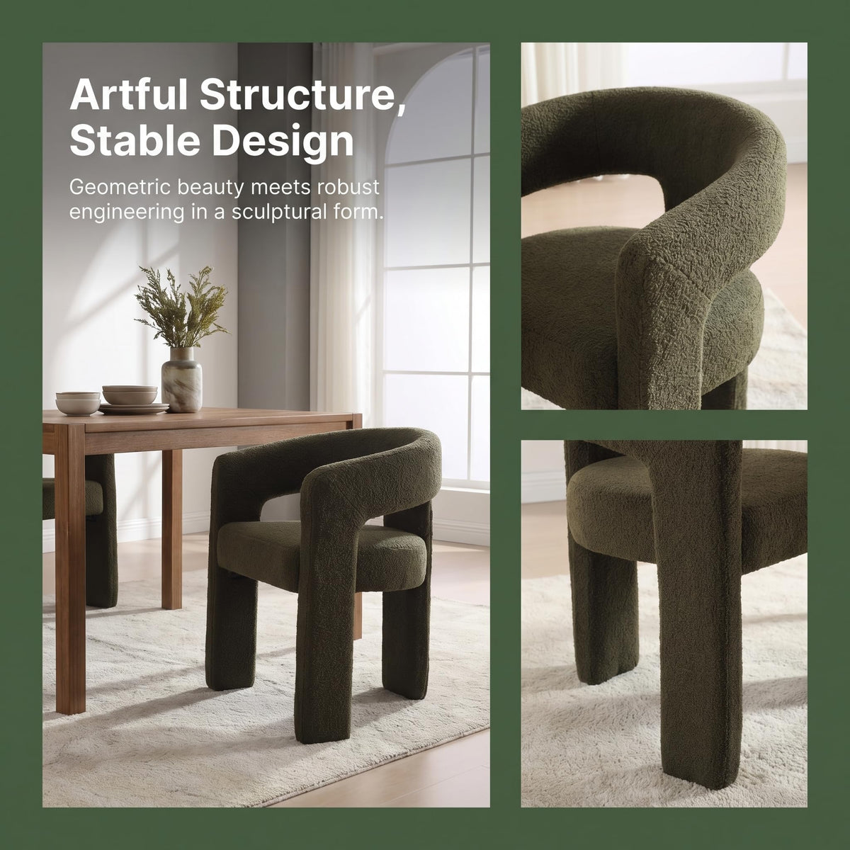 Green Sherpa Barrel Dining Chairs Set of 2 C827546