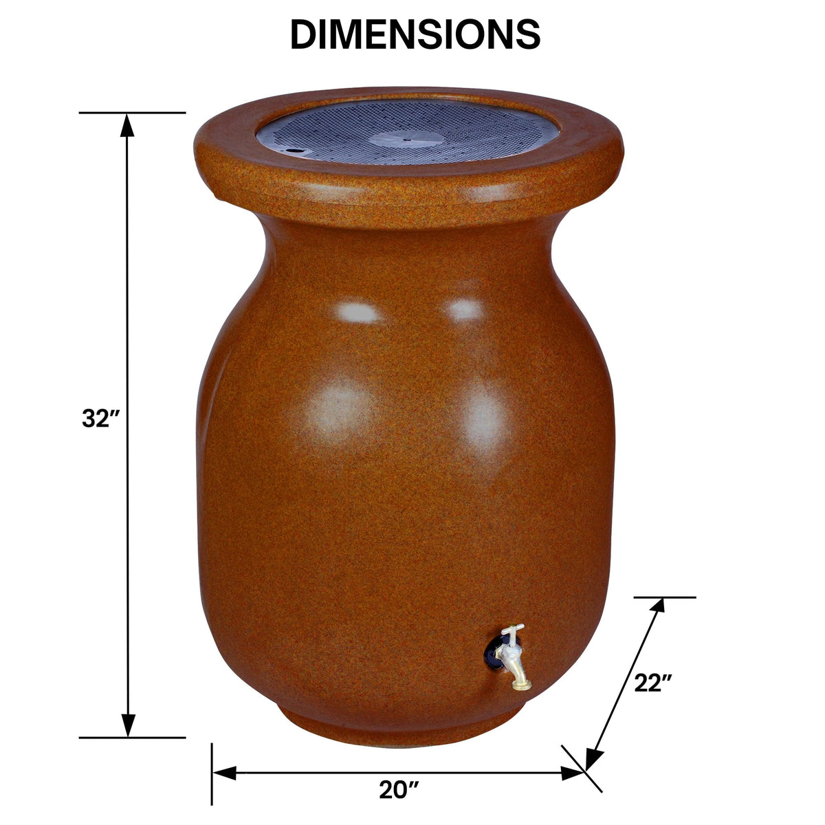 Beige 50 gal Stone-Look Rain Barrel with Brass Spigot H4061