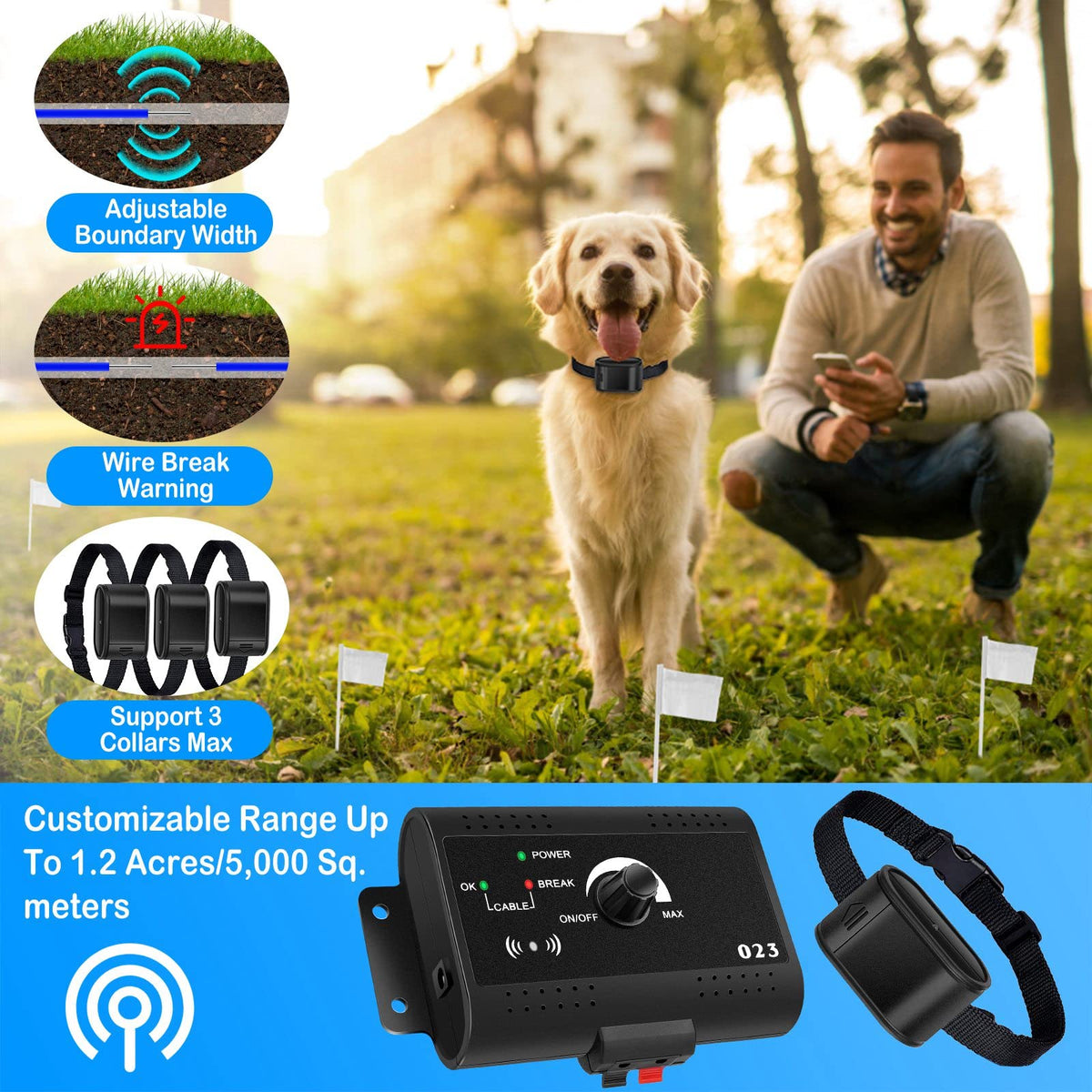 Electric Dog Fence System with Dual Waterproof Shock Collars Z224277