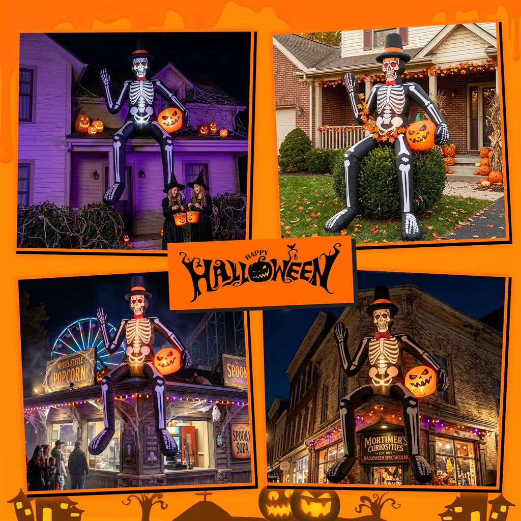 14FT Inflatable Sitting Skeleton Decorations H780391