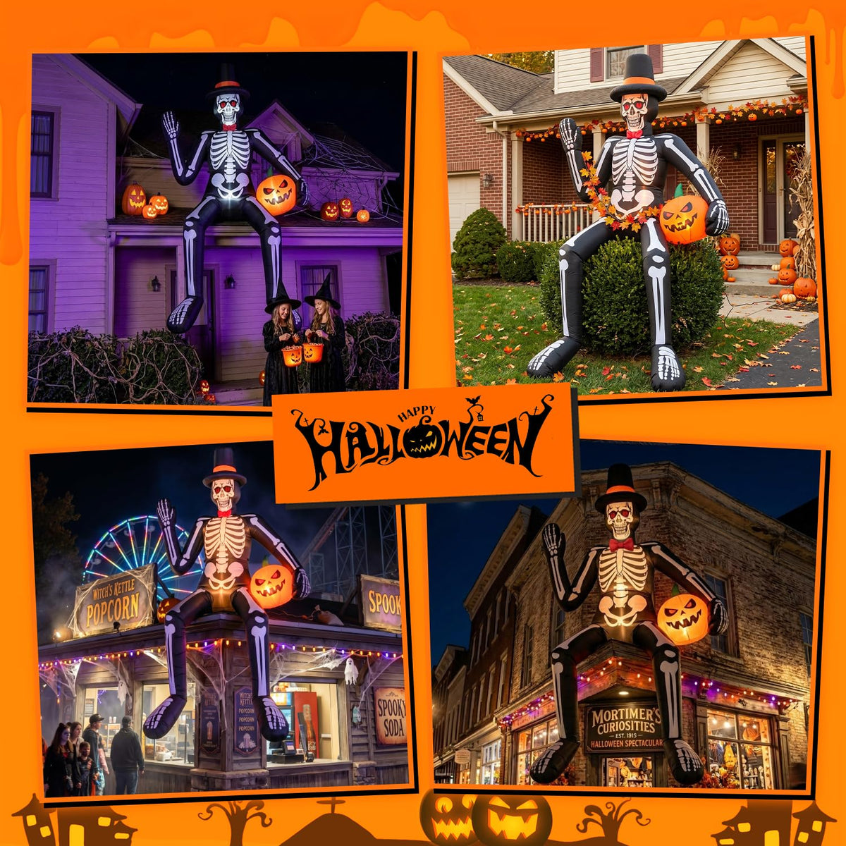 14FT Inflatable Sitting Skeleton Decorations H780391