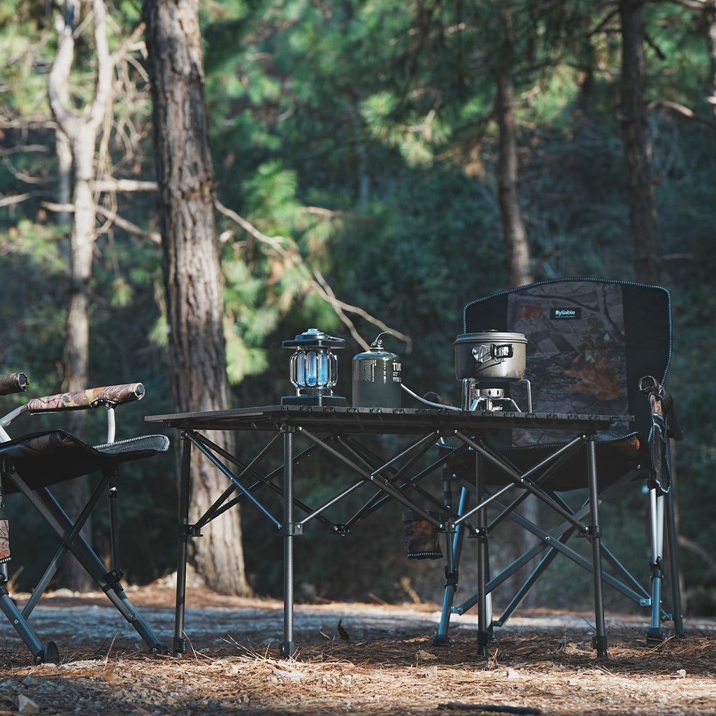 Folding Camping Table Aluminum Adjustable Height Black Z958