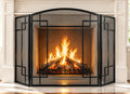 Fireplace Screen 3 Panel Wrought Iron N536867