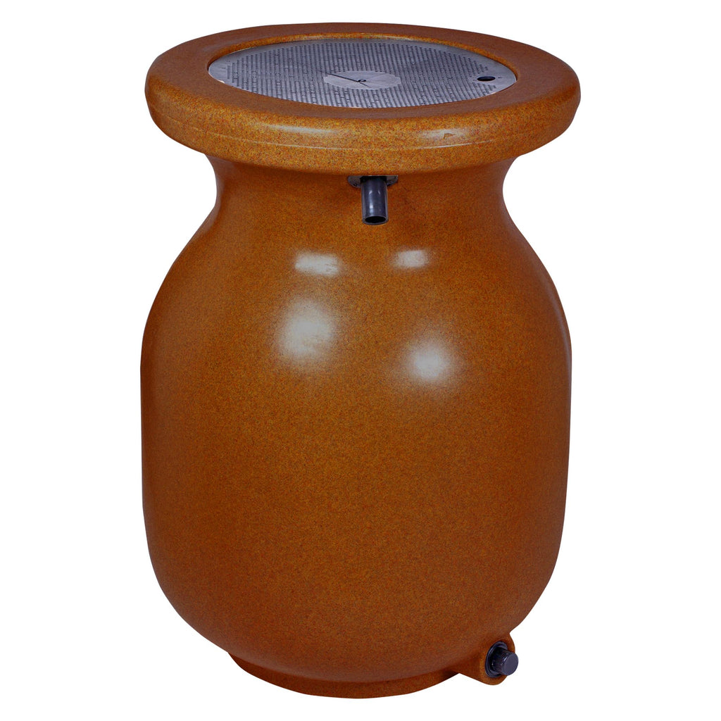 Beige 50 gal Stone-Look Rain Barrel with Brass Spigot H4061