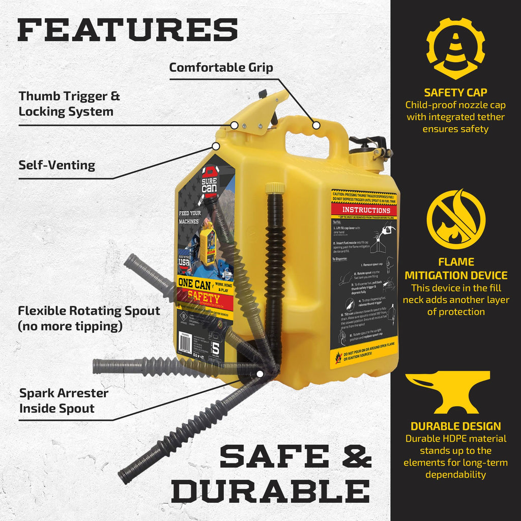 5 Gallon Self-Venting Safety Can with Rotating Spout F97535