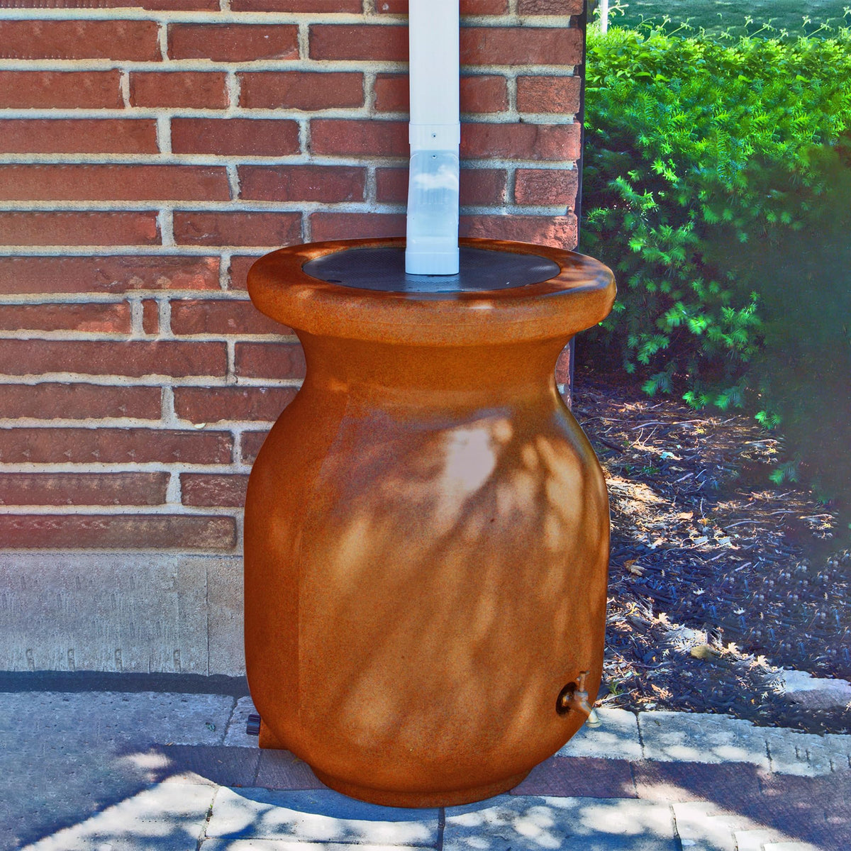 Beige 50 gal Stone-Look Rain Barrel with Brass Spigot H4061