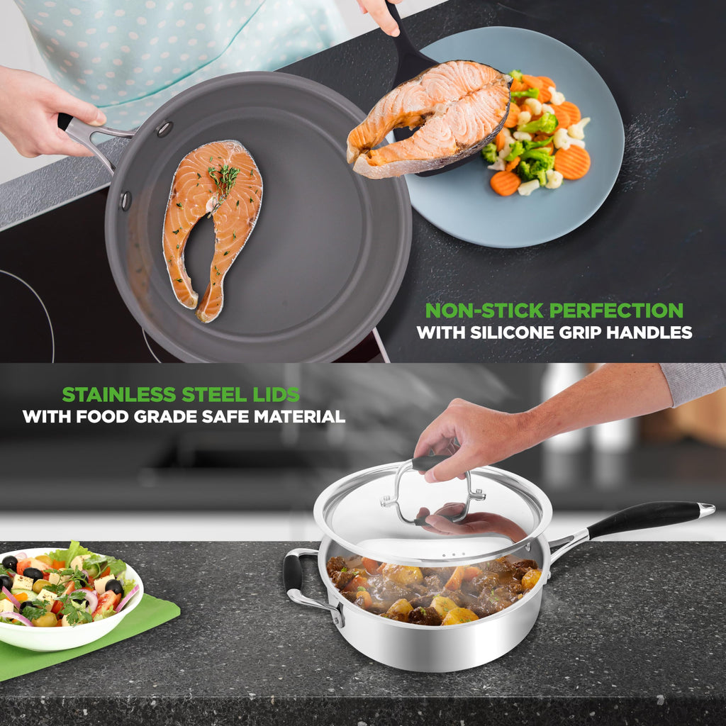 12-Piece Stainless Steel Non-Stick Cookware Set B76552