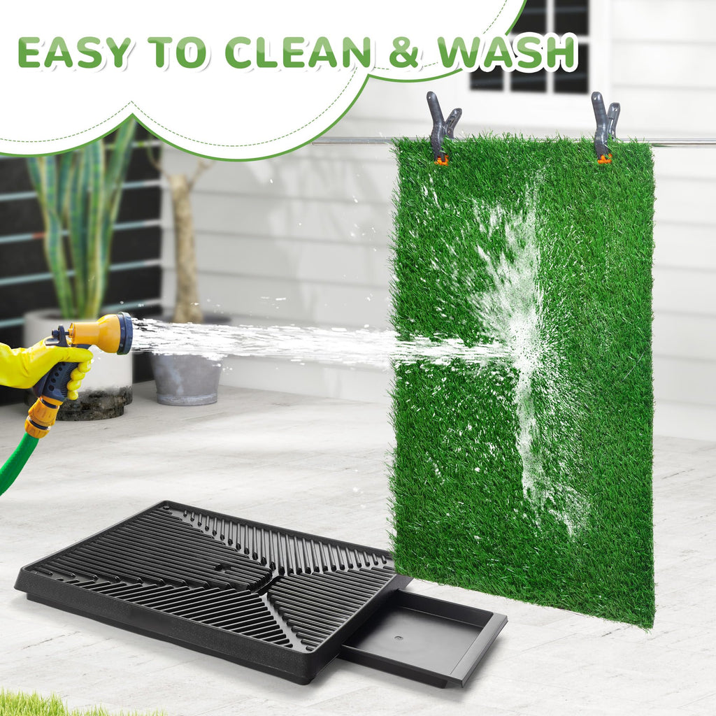 25"×20" Washable Dog Grass Pad with Tray T36264