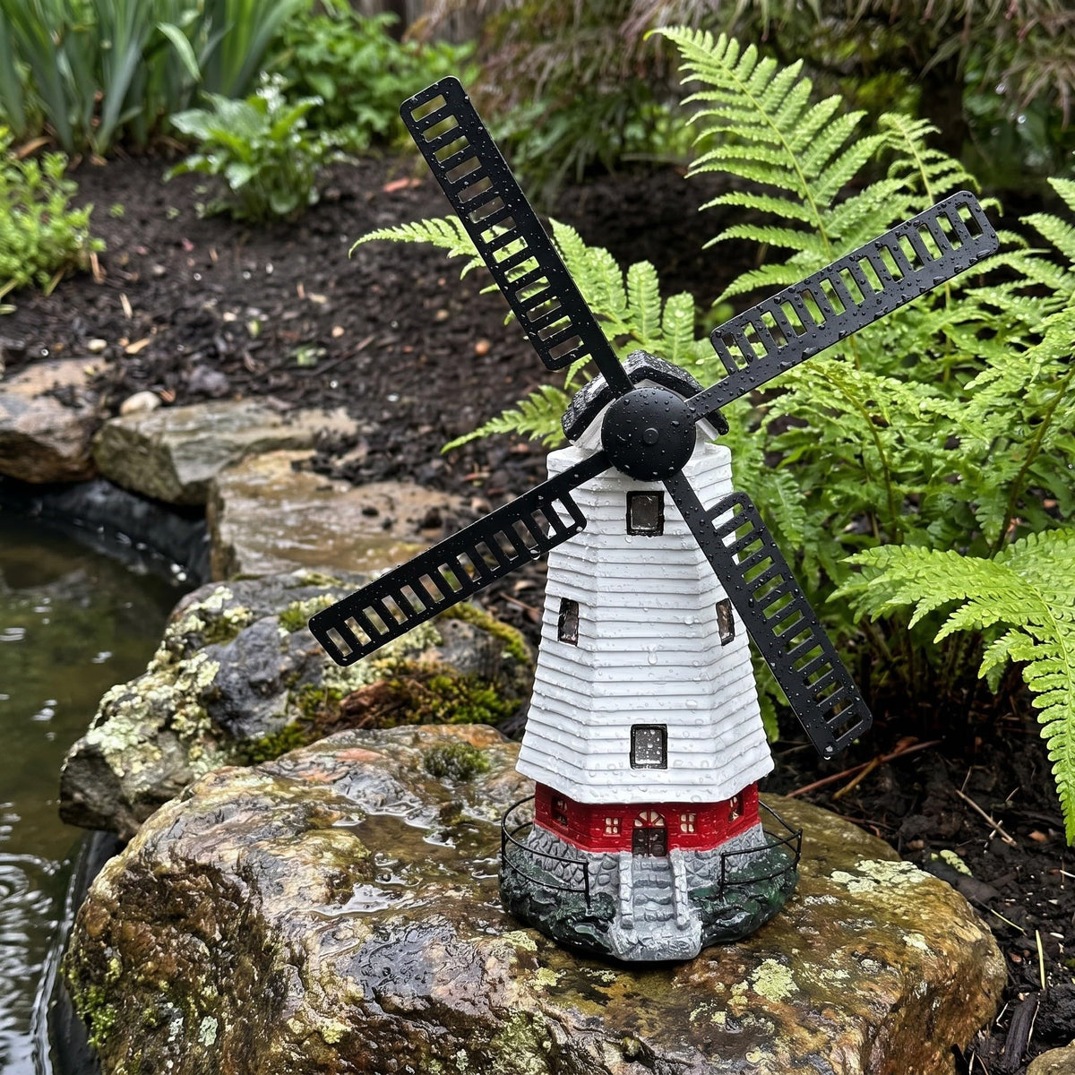 Solar Powered Lighthouse Statue 13 inch U566