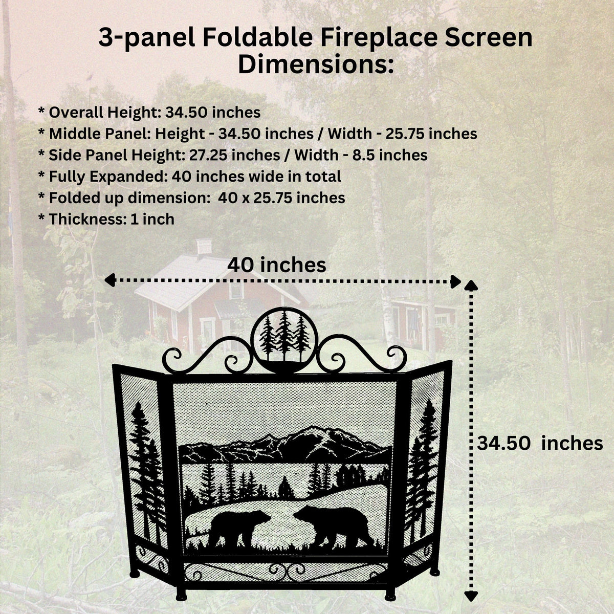 3-Panel Fireplace Screen L2602