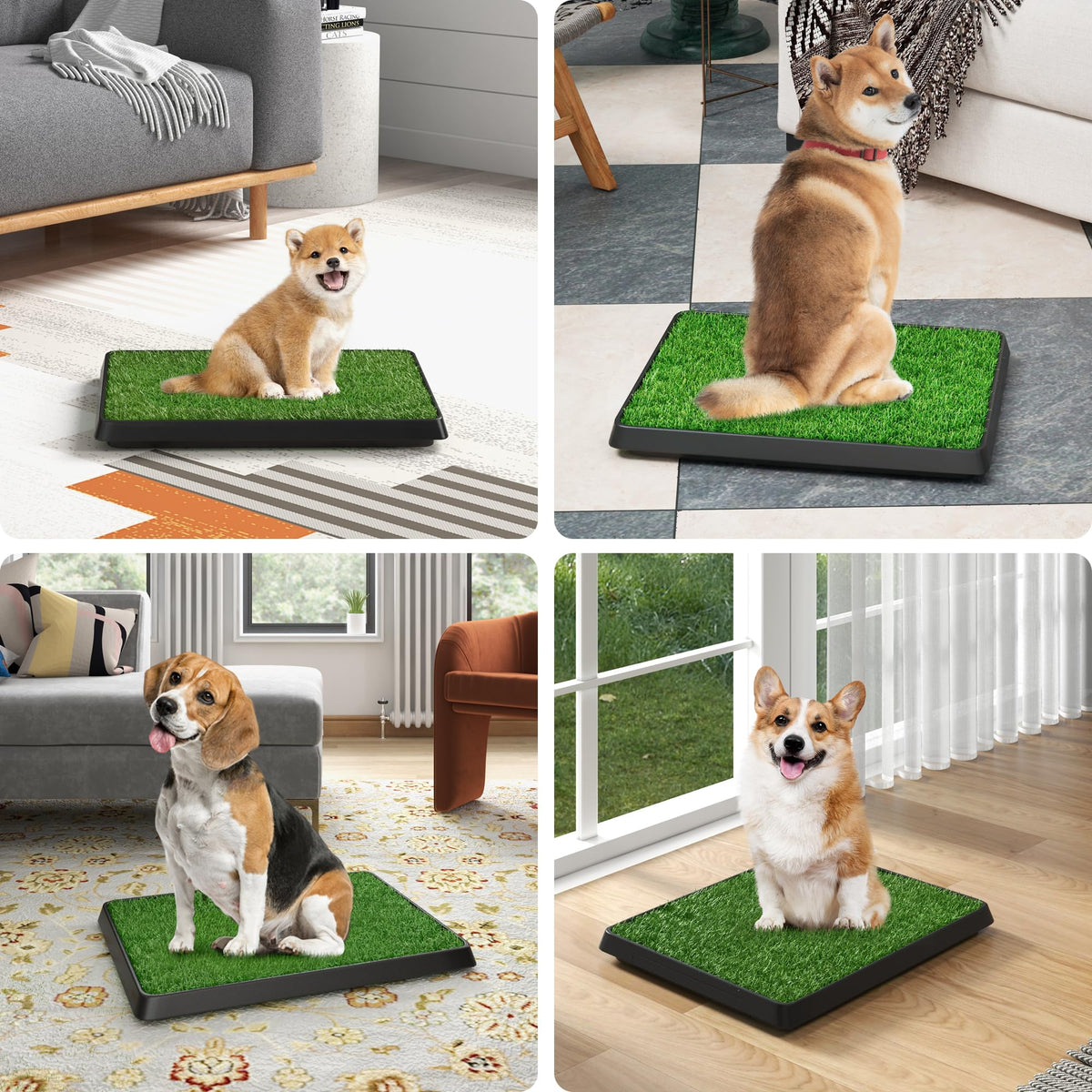 25"×20" Washable Dog Grass Pad with Tray T36264