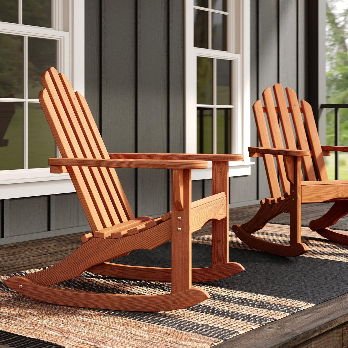 Unfinished Treated Pine Wood Outdoor Rocking Chair L83935