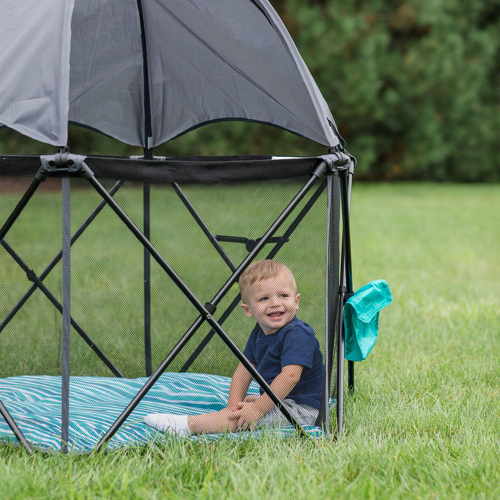 Baby Delight Go with Me Eclipse Deluxe Playard, Watercolor Stripe Base → Watercolor Stripe Playard L687059