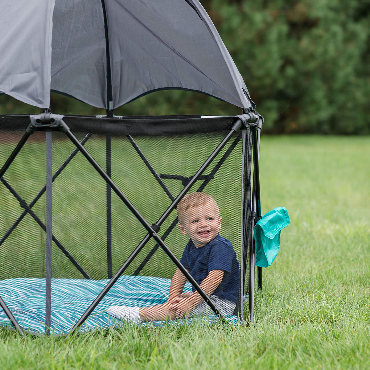 Baby Delight Go with Me Eclipse Deluxe Playard, Watercolor Stripe Base → Watercolor Stripe Playard L687059