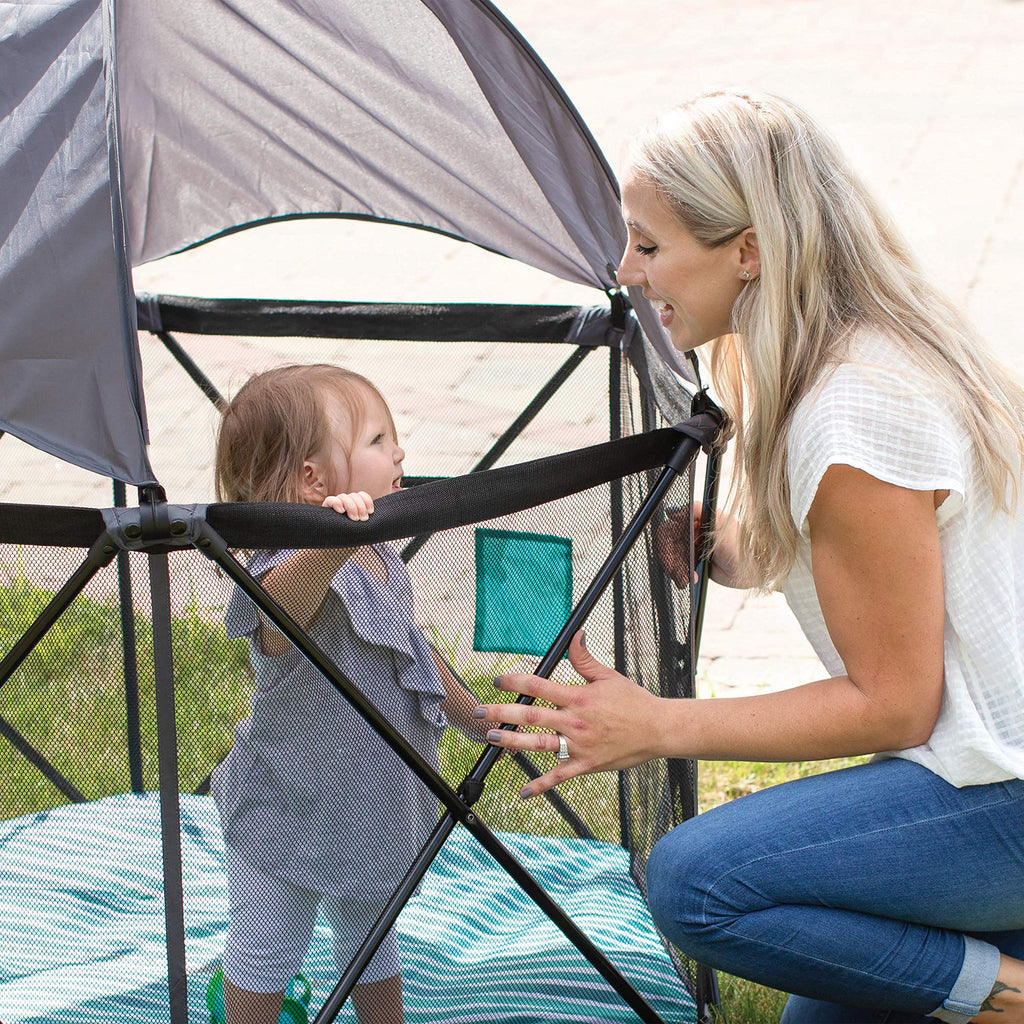 Baby Delight Go with Me Eclipse Deluxe Playard, Watercolor Stripe Base → Watercolor Stripe Playard L687059