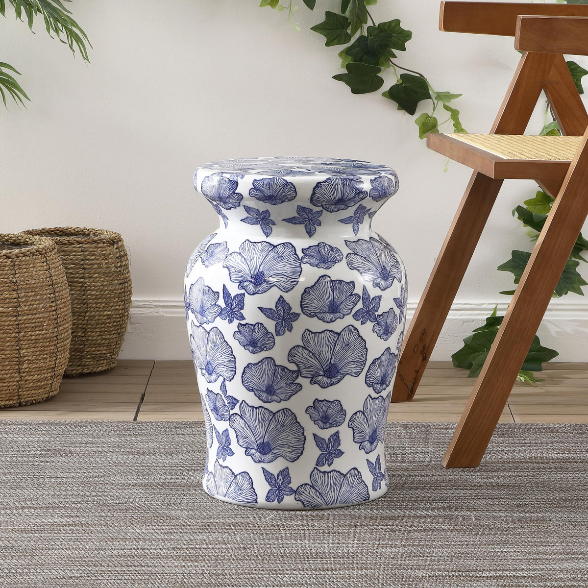 Ceramic Drum Garden Stool Side Table P28402